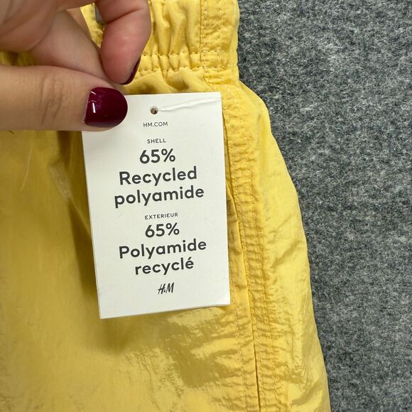 New H&M Swim Shorts Trunks Men M Medium Yellow Drawstring Lined Pockets Swimwear - Picture 4 of 7